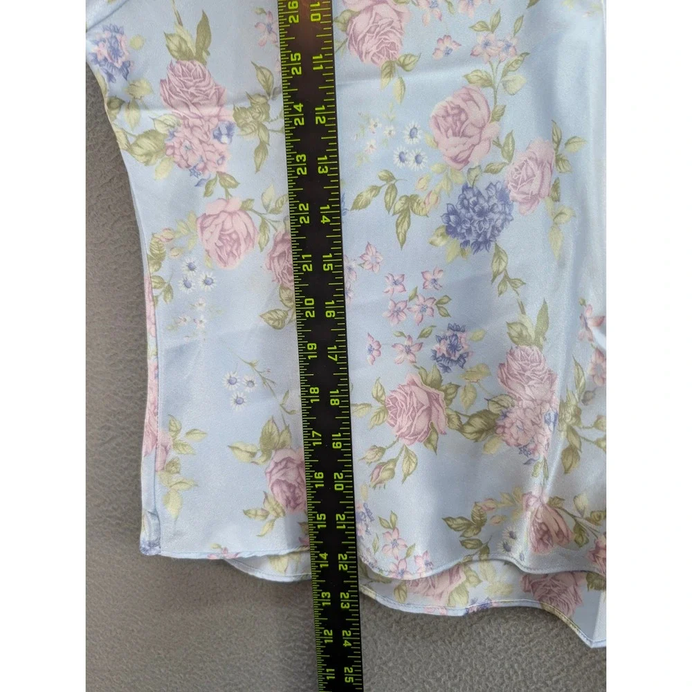 Kristine Tyler‎ Intimates Pajama Set Women's 3X Blue Floral Polyester Satin USA
